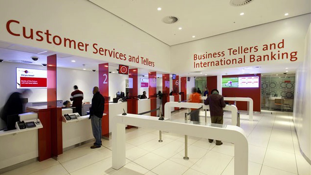 Immaculate corporate bank lobby maintained by professional cleaning teams